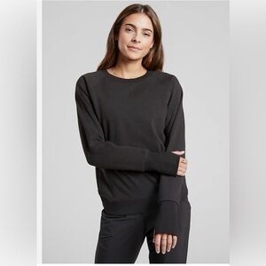 Athleta Triumph black joggers pants and sweatshirt top combo women M
